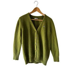 Frances Valentine Sweater BUTTON FRONT Cardigan L  Angora Lambswool